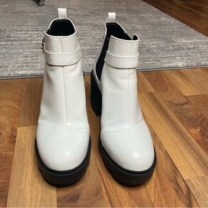 White Patent Leather Ankle Boot
